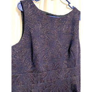 Tahari Arthur Levine Size 14 Navy Contoured Jacquard Lined Classy Professional